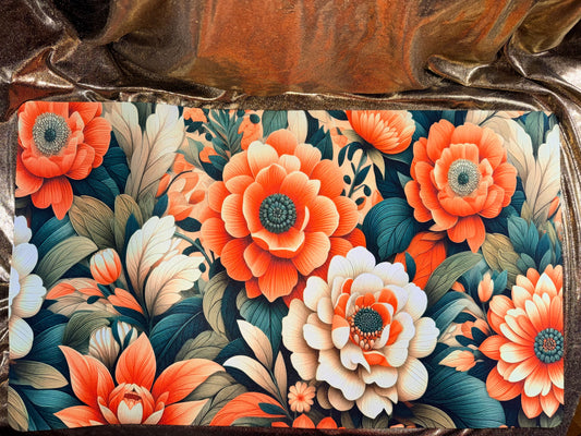 Coral Floral Desk Pad