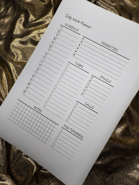 Daily Work Planner Notepad